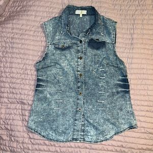 Denim Muscle Shirt ✨with lace✨ S